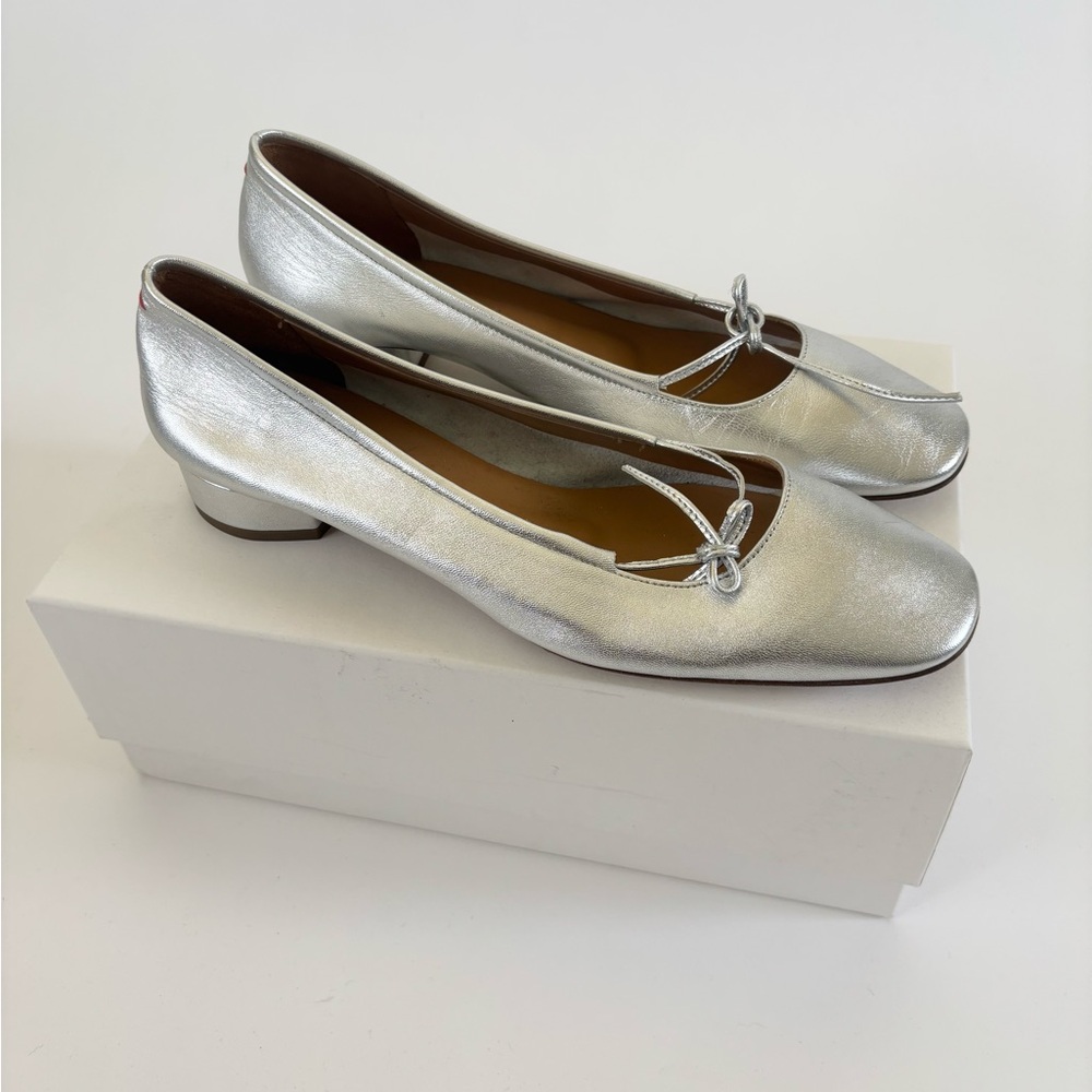 Aeyde silver leather ballet low heel shoes size 41
